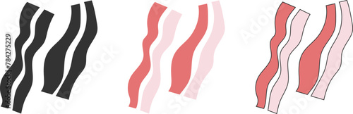 Bacon, bacon icon, realistic piece of bacon. Vector, design illustration. Vector.