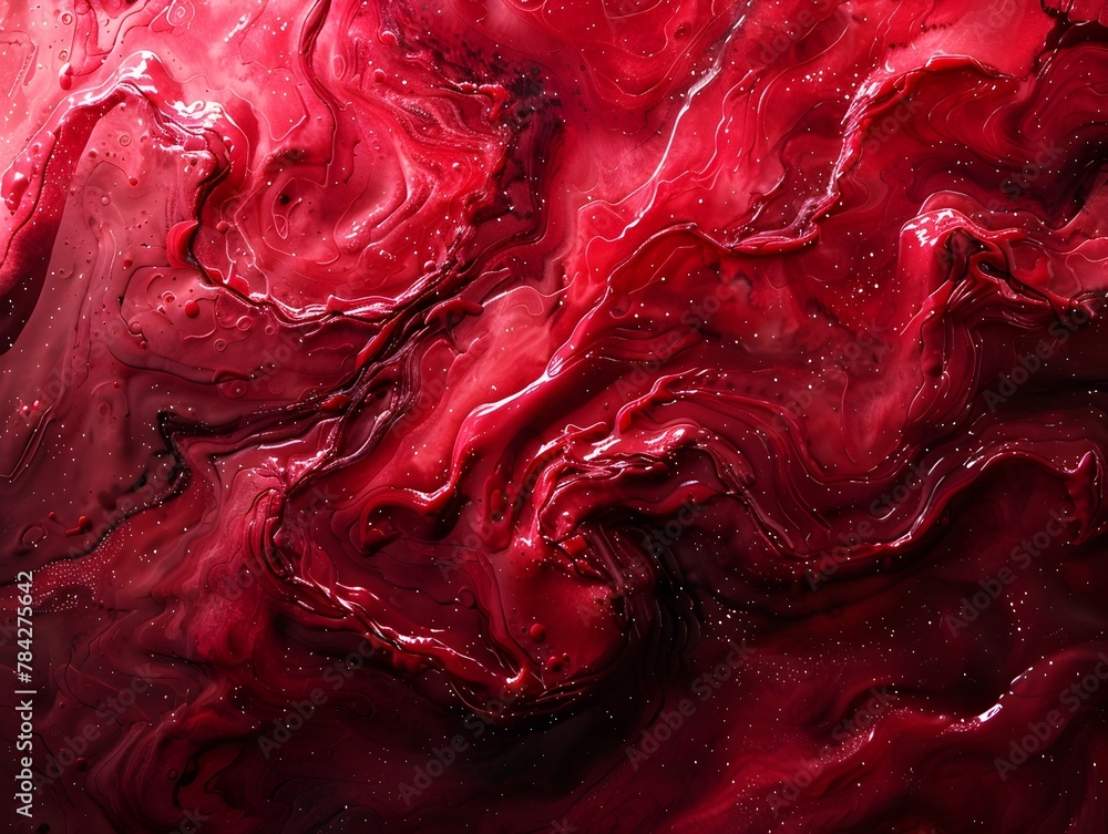 Obraz premium Vibrant Red Velvet Storm: A Digital Art Expression of Nature's Abstract Power