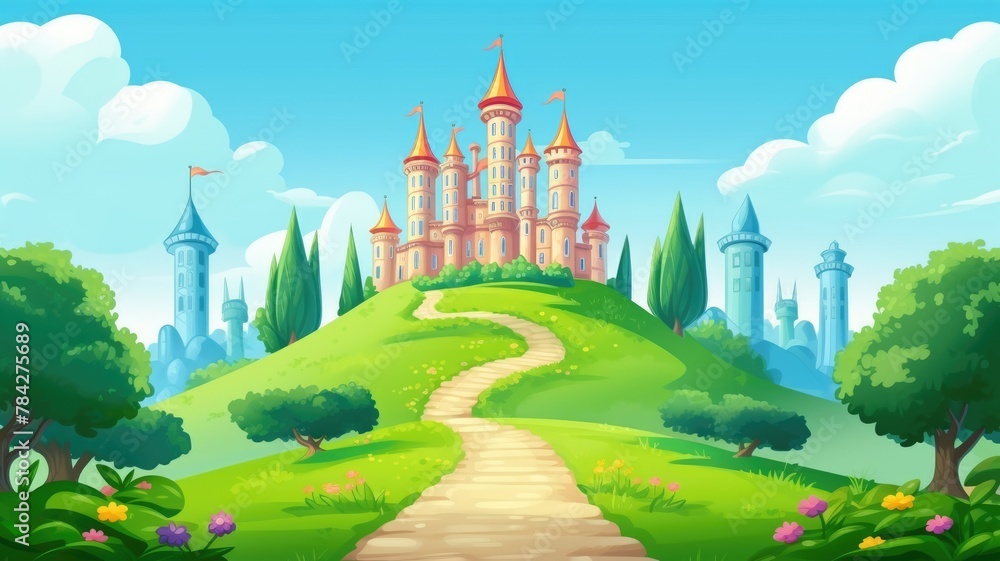Enchanting Castle Landscape: A Fairytale Nature Scene Enchanting Castle Landscape: A Fairytale Nature Scene