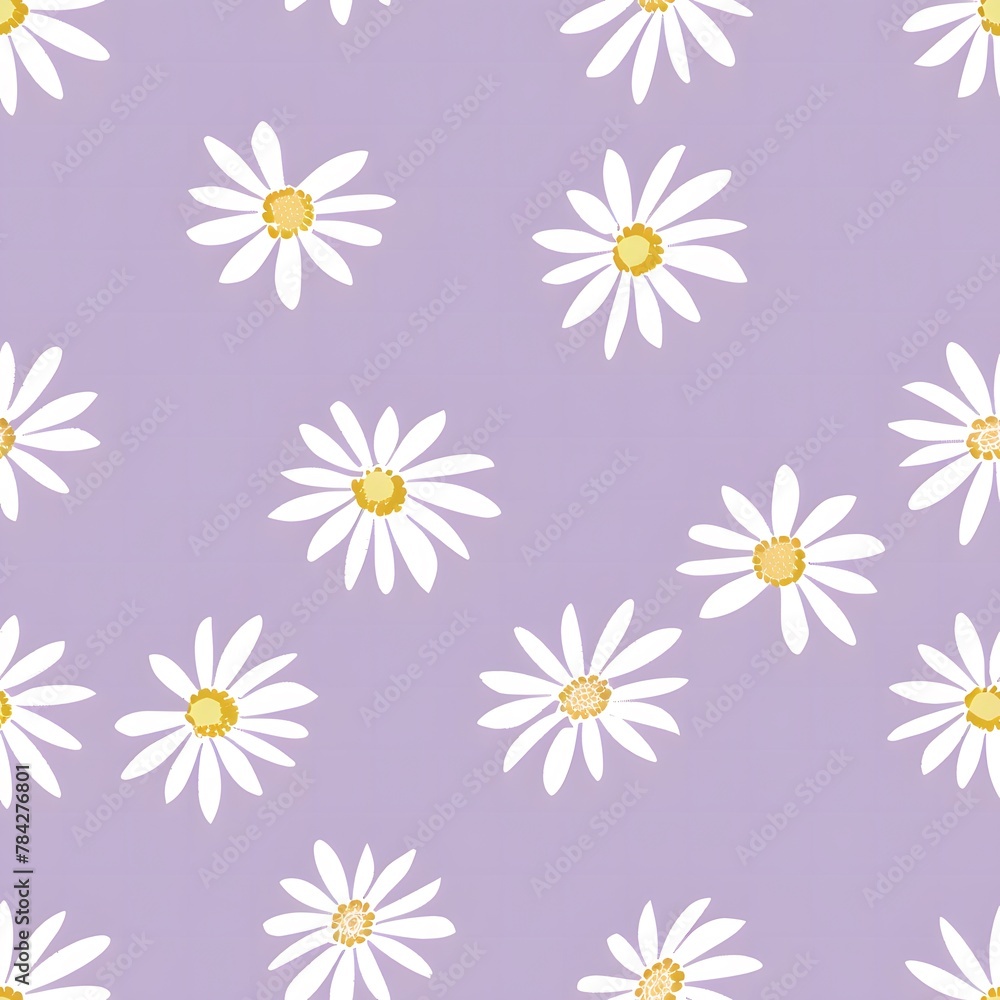light purple background with white daisies, simple seamless pattern light purple background with white daisies, simple seamless pattern