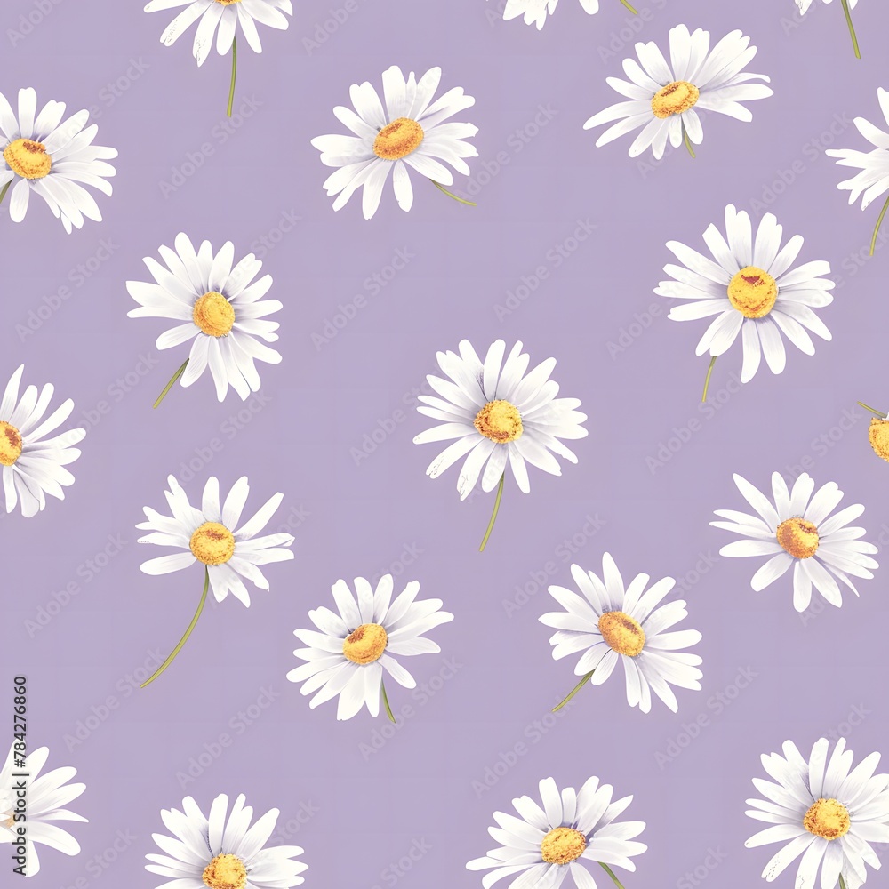 light purple background with white daisies, simple seamless pattern light purple background with white daisies, simple seamless pattern