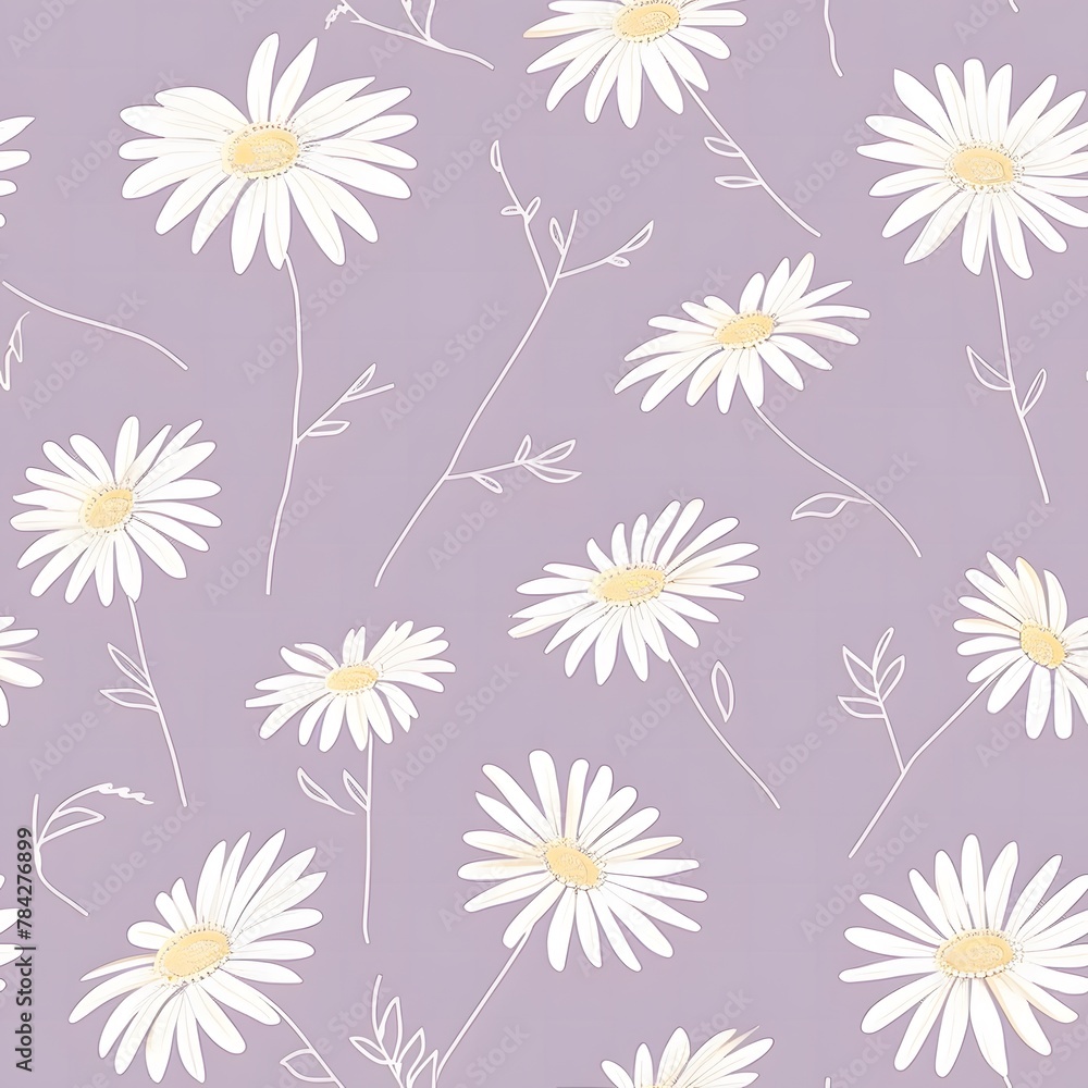 light purple background with white daisies, simple seamless pattern light purple background with white daisies, simple seamless pattern