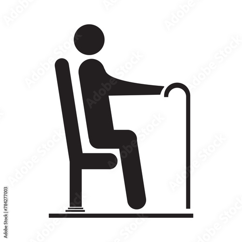 Symbol sign pictogram. Elderly seat priority. Seat priority pictogram