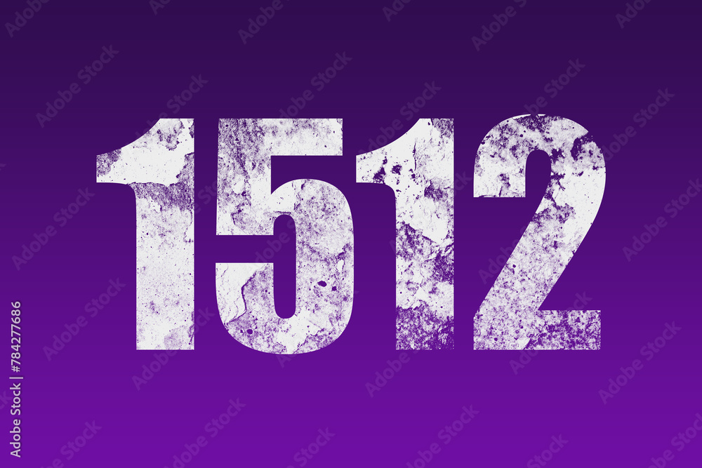 flat white grunge number of 1512 on purple background. flat white grunge number of 1512 on purple background.