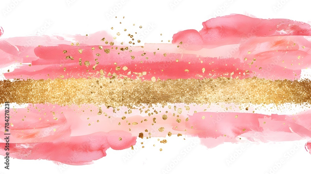 Obraz premium Luxury blush pink and gold glitter brush strokes