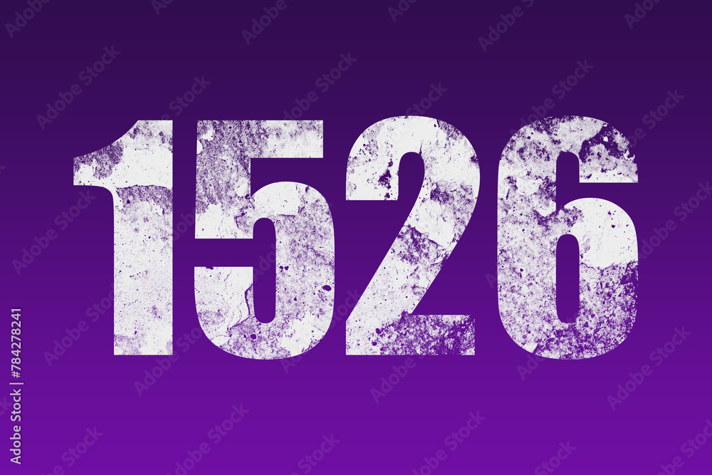 flat white grunge number of 1526 on purple background. flat white grunge number of 1526 on purple background.
