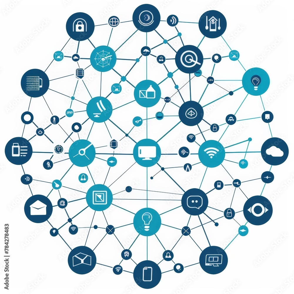 Simple Interconnected IoT Network Logo Simple Interconnected IoT Network Logo