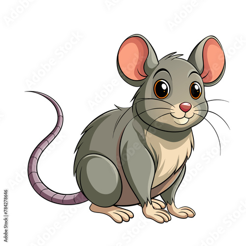 cute mouse animal cartoon style on white background