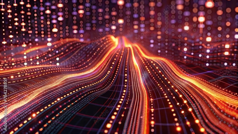Digital data stream background with binary code and glowing lights Digital data stream background with binary code and glowing lights