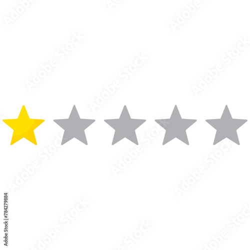 Fototapeta Naklejka Na Ścianę i Meble -  1 star rating icon, simple graphic classify quality review flat design interface illustration elements for app ui ux web banner button vector isolated on white background