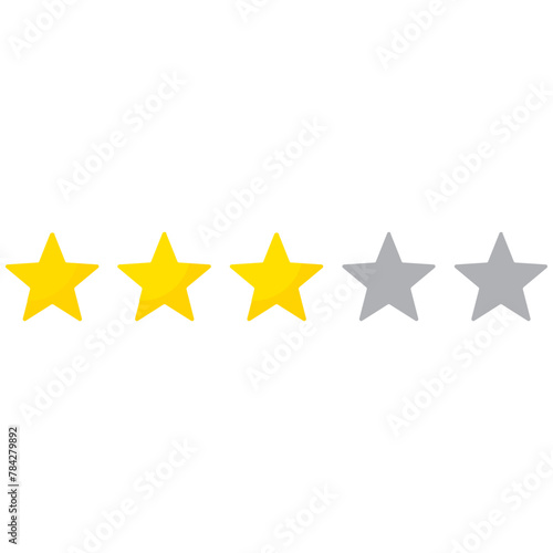 Fototapeta Naklejka Na Ścianę i Meble -  3 stars rating icon, simple graphic classify average quality review flat design interface illustration elements for app ui ux web banner button vector isolated on white background