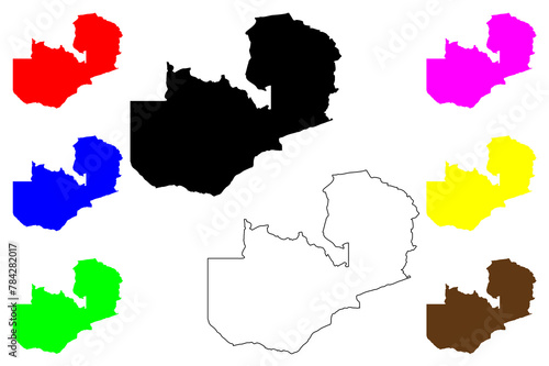 Zambia map vector illustration  scribble sketch Republic of Zambia