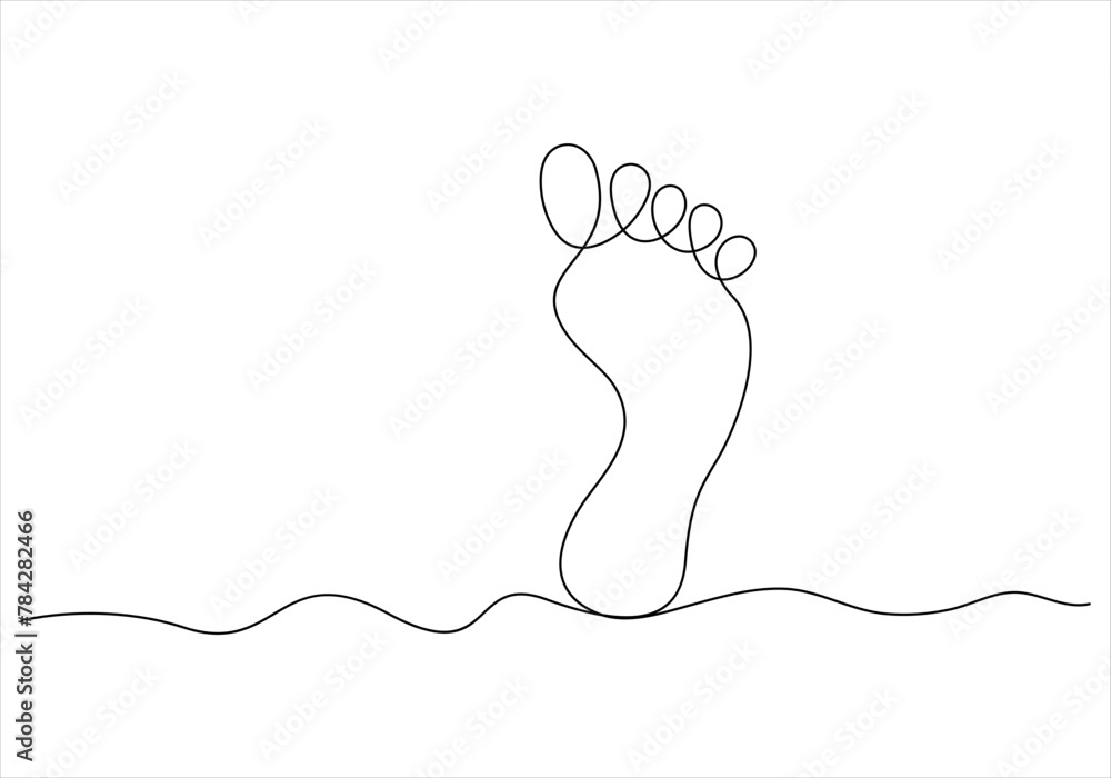 Continuous single line drawing of bare foot elegance female leg style vector illustration Continuous single line drawing of bare foot elegance female leg style vector illustration