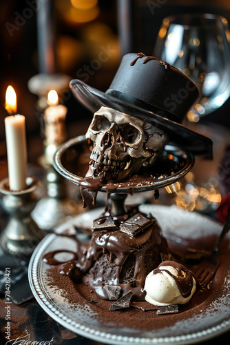 An enigmatic underworld cafe where death itself serves bittersweet chocolate desserts that reveal ones life secrets upon consumption © thowithun