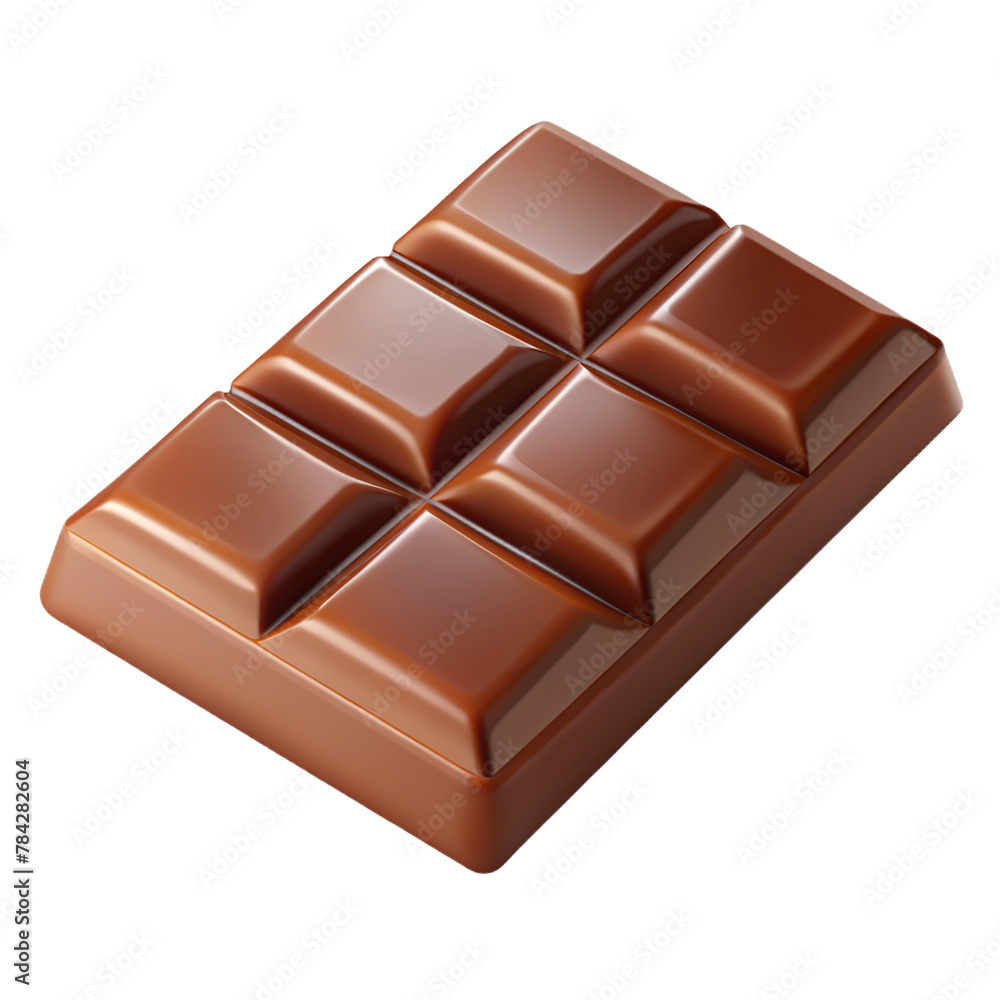 3d chocolate bar isolated on transparent background