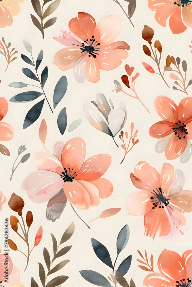 minimal floral seamless pattern in the style of blush pink and sage green colors, simple hand drawn minimal floral seamless pattern in the style of blush pink and sage green colors, simple hand drawn