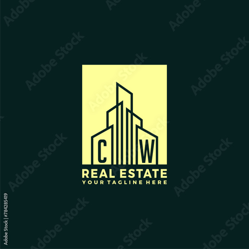 CW initials vector luxury real estate logo design photo