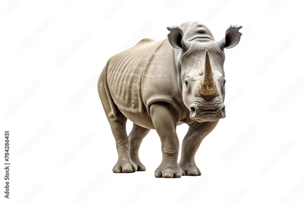 Rhino walking isolated on transparent background.