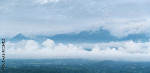 Fototapeta Naklejka Na Ścianę i Meble -  Landscape of mountain covered fog