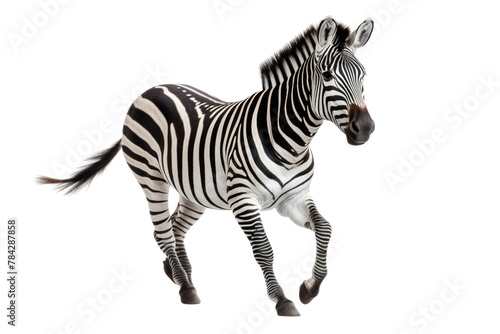 Zebra running  isolated on transparent background.