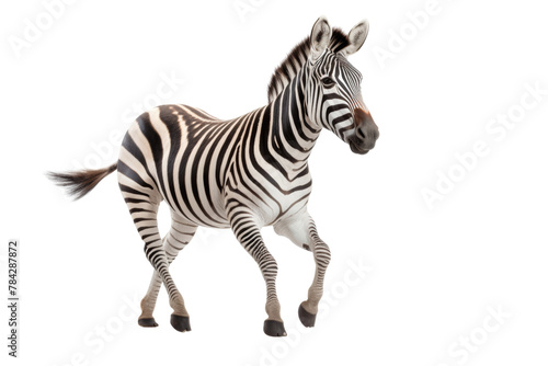 Zebra running  isolated on transparent background.