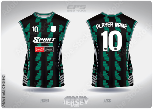 EPS jersey sports shirt vector.black green super sports pattern design, illustration, textile background for sleeveless shirt sports t-shirt, football jersey sleeveless shirt