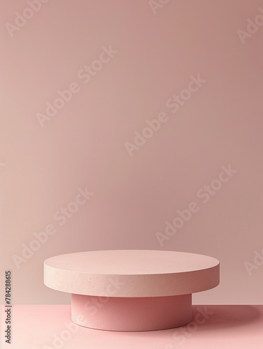 simple round pedestal with an empty background and minimalist podium  light pink