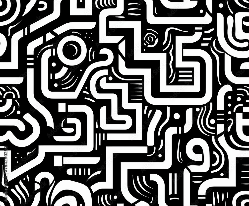 Black and white abstract pattern with lines