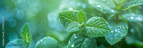 mint leafs photo overcast savana macro photo flowers,wallpaper, high quality, aspect ratio 3:1