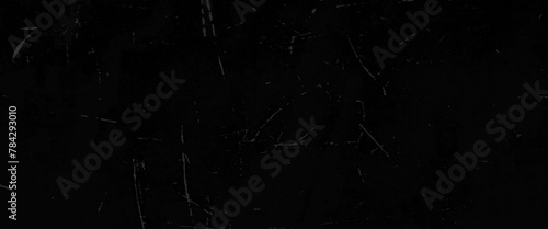 Vector white dust and scratches on a black background, white scratches with scuffs isolated on black. photo