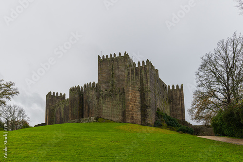 Guimaraes, Portugal.  The Castle of Guimaraes is a Portuguese National Monument referred to as the Cradle of Portugal.