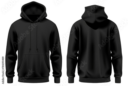 Elegant black hoodie sweatshirt showcase on a transparent backdrop, ideal for design mockups