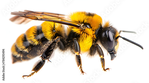 A stunning bee is flying isolated on white background, generative ai © Neelam