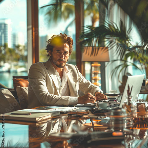 A confident professional engaged in stress-free tax preparation in Miami,