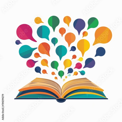 Communicative Language Learning Book and Speech Bubble Logo