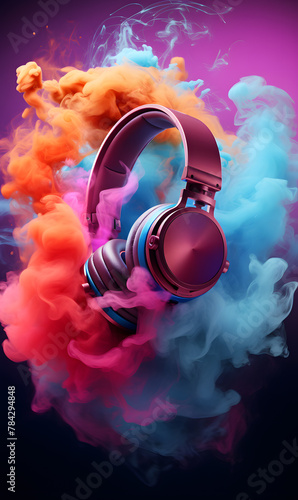 headphones music in smoke 