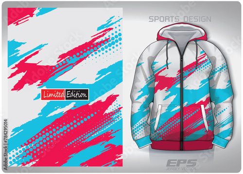 Vector sports shirt background image.pink white label to add blue dots pattern design, illustration, textile background for sports long sleeve hoodie, jersey hoodie