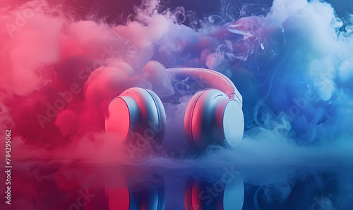headphones music in smoke	