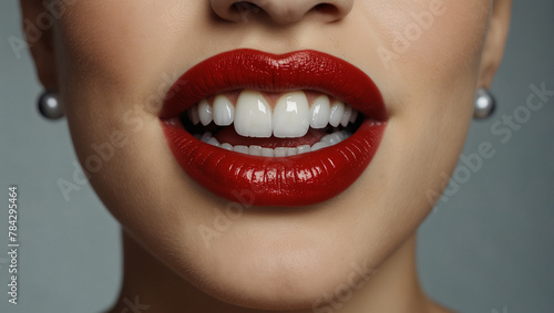 Zahnfront mit roten Lippen photo