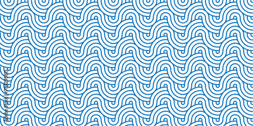  Overlapping Pattern Minimal diamond geometric waves spiral and abstract circle wave line. blue seamless tile stripe geometric create retro square line backdrop pattern background.