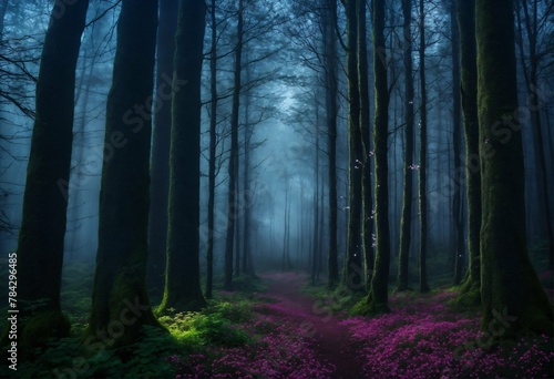 Floresta escura gerada por ia photo