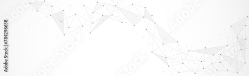 Geometric connected background. Connecting dots and lines. Global network connection. Banner template for technology.