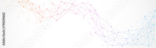 Geometric connected background. Connecting dots and lines. Global network connection. Banner template for technology.
