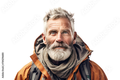 Smiling senior man with a beard, Isolated on transparent background. © venusvi