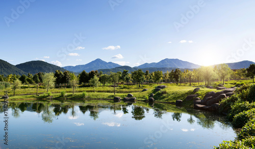 Landscape of the beautiful pond © xy
