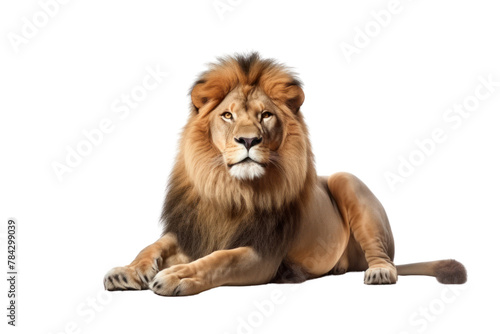Lion is sunbathing  isolated on transparent background.