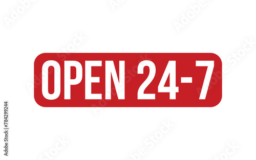 Open 24 7 Rubber Stamp Seal Vector
