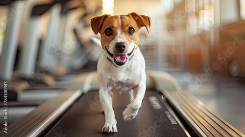 dog on a treadmill in the gym Generative AI