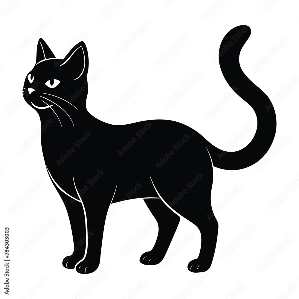 A silhouette cat black and white logo vector clip art