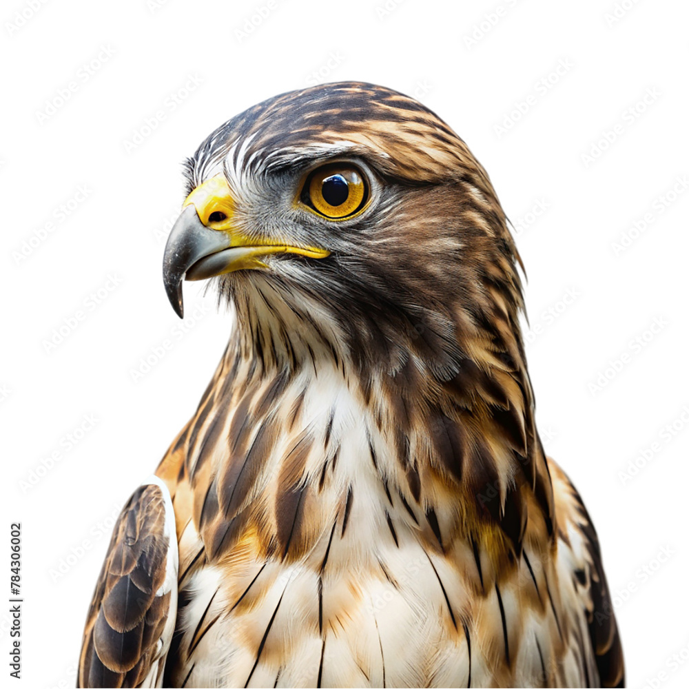 Obraz premium Portrait of Hawk isolated on transparent background